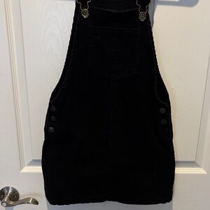 Chic Black Corduroy Kids Overall Dress